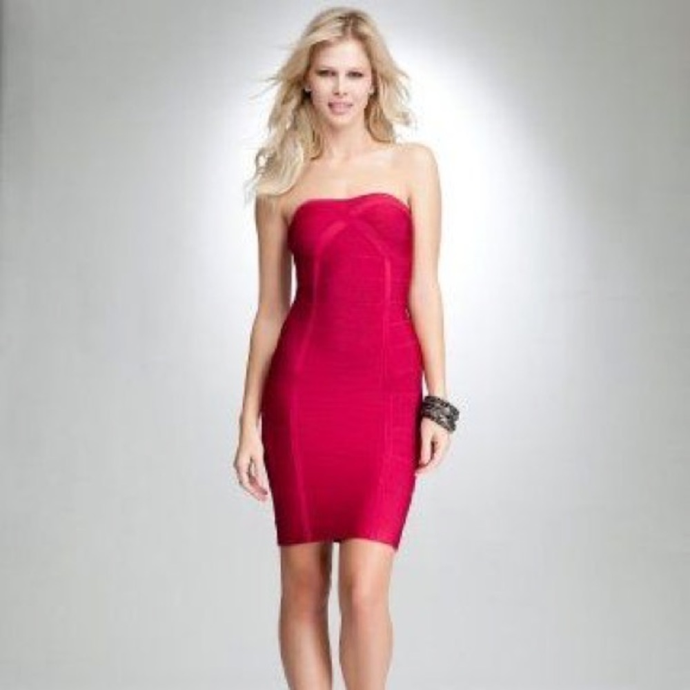 Strapless Red Bodycon Bene Dress